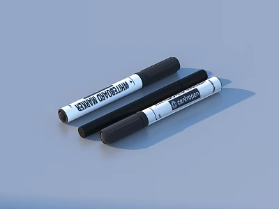 Black Marker Pens As Essential Stationery For Office And School Writing Supplies 3d model