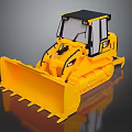 Yellow Tracked Bulldozer with Enclosed Cab and Front Loader Blade 3d model