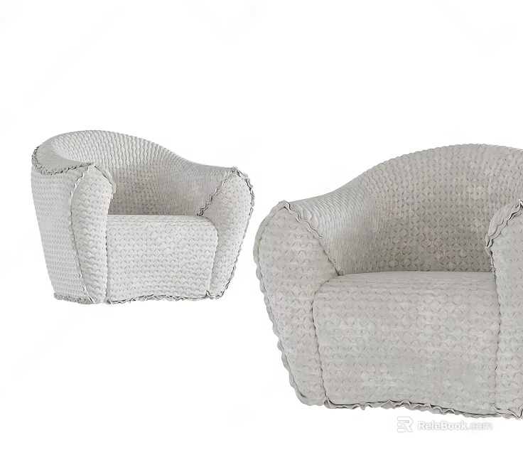 Light Gray Knitted Single Sofa with Curved Design and Soft Comfortable Seating 3d model