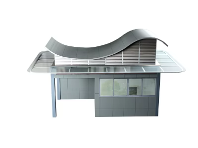 Modern Architectural Structure Featuring Curved Wave Roof Metal Exterior And Glass Windows 3d model