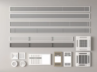 Various Air Conditioner Vents With Different Designs Shapes And Materials 3d model