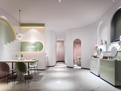 Elegant Modern Beauty Hair Salon Interior With Mirrors Comfortable Chairs And Product Displays 3d model