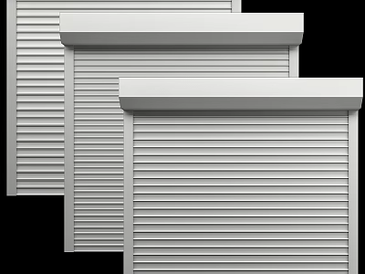 White Roller Shutters Featuring Striped Design in Modern Style with Three Units 3d model