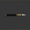 Artillery Shell Weapon With Black And Gold Color On Wheeled Stand Base