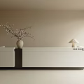 Modern White Reception Desk With Vase Of Flowers And Table Lamp In Flex Space Interior