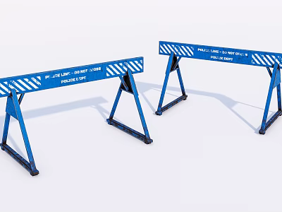 Blue Road Construction Barriers with Reflective Stripes for Traffic Safety 3d model