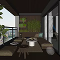 Modern Home Balcony Design With Green Plant Wall Cozy Seating And Wooden Accents
