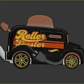 Roller Invader Electronic Toy Car With Black Red Design And Yellow Wheels