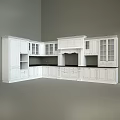 Spacious White Kitchen Cabinet Set With Glass Door Cabinets And Storage