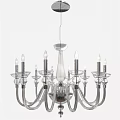 Elegant Modern Glass Chandelier With Candle Shaped Bulbs And Multiple Arms