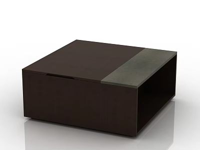 Modern Square Coffee Table With Dark Brown Wooden Frame And Gray Panel Top Surface 3d model