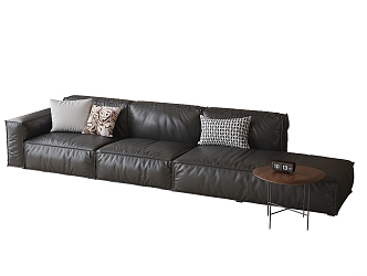 Modern black leather sofa 3d model