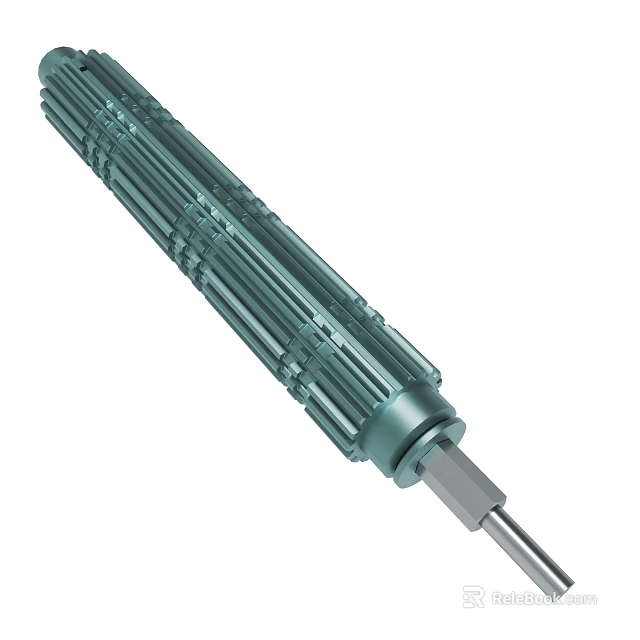 Green Grooved Screwdriver With Hexagonal Head And Metal Shaft Design 3d model