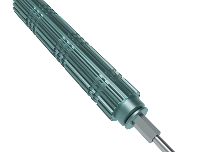 Green Grooved Screwdriver With Hexagonal Head And Metal Shaft Design 3d model