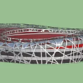 Iconic Bird's Nest Stadium Architectural Design With Steel Structure And Red Seats
