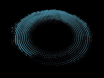 Abstract Circular Pattern Composed of Blue Light Dots on Black Background 3d model