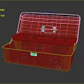 Practical Red Metal Toolbox with Open Compartments Distressed Texture for Daily Use 3d model