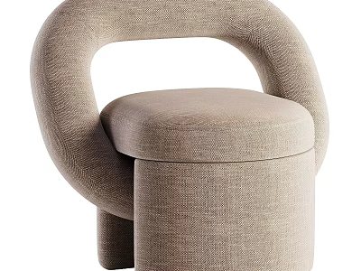 Light Beige Fabric Single Sofa Featuring Unique Loop Armrest and Modern Comfortable Design 3d model