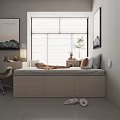Modern Single Bed Interior Design with Desk Chair Storage Cabinets Plant and Paintings
