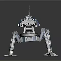 Blue Mechanical Robot Character With Four Legs And Cannon Structure 3d model