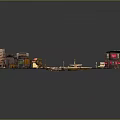 Cartoon City Street Corner Scene With Roundabout Roads And Colorful Buildings Aerial View