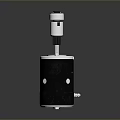 Industrial Black Cylindrical Electric Motor Featuring Silver End Cap And Metal Shaft