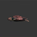 Colorful Sea Turtle With Pink Red Shell Blue Edges And Textured Pink Flippers