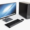 Sleek Black Modern Desktop Computer Setup With Monitor Keyboard And Mouse