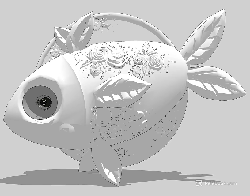 Decorative Fish Shaped Wall Lamp with Leaf Decorations and Floral Patterns 3d model