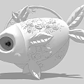 Decorative Fish Shaped Wall Lamp with Leaf Decorations and Floral Patterns 3d model