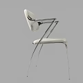 Modern Leisure Chair With White Padded Seat Back And Sleek Chrome Curved Frame