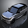 Silver Sporty SUV With Black Roof Sleek Body And Black Wheels On Reflective Surface