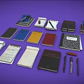 Various Colored Notebooks Including Spiral And Hardcover With Pens For Daily Use