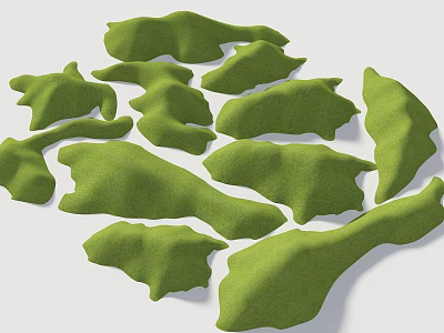 Green Micro Terrain Pieces With Irregular Undulating Shapes And Textured Surface 3d model