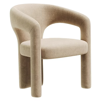 Modern Beige Upholstered Leisure Chair With Curved Arms And Comfortable Seat Design 3d model