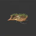 Modern Soil Profile Model With Grass Rock And Tree Roots