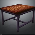 Square Red Striped Table With Purple Crossed Legs Home Furniture Design