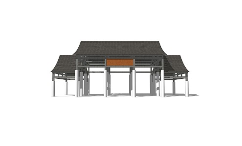 New Chinese-style Gate Entrance 3d model