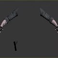 Detailed Tattooed Arms With Black Gloves Holding Modern Firearm Weapon Design Concept