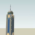 Modern Skyscraper Office Building with Glass Facade Sleek Design Spire Top and Podium Base