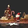Christmas Photo Spot With Decorated Tree Star Snowflakes And Merry Christmas Sign