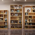 Wooden Bookcases With Multiple Shelves Holding Books And Decorative Items In Home Interior