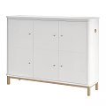 Modern White Wardrobe With Six Cabinet Doors And Light Wooden Legs