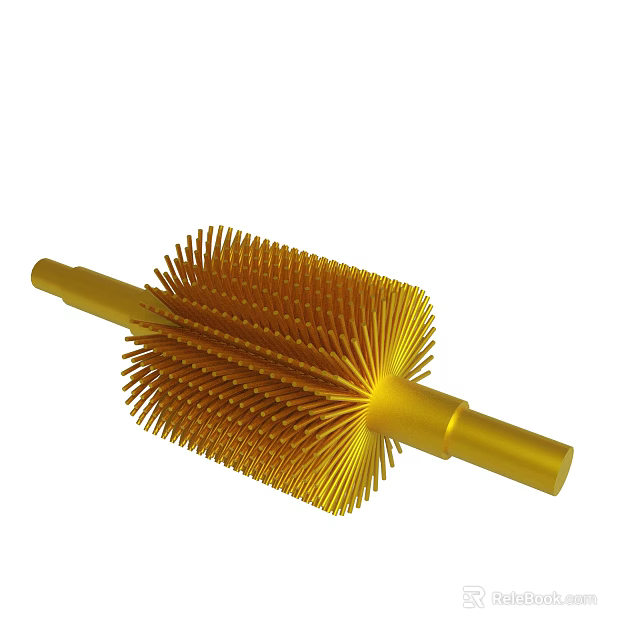 High Quality Golden Brush With Dense Bristles And Cylindrical Handle 3d model 