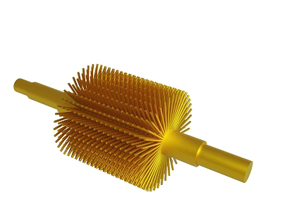 High Quality Golden Brush With Dense Bristles And Cylindrical Handle 3d model
