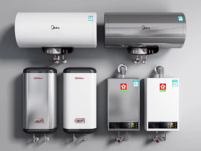 Midea Electric Water Heaters With Various Styles And White Silver Gray Designs For Daily Use 3d model