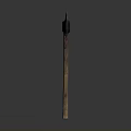 Antique Weapon Rusty Metal Axe Head With Wooden Handle And Vintage Design