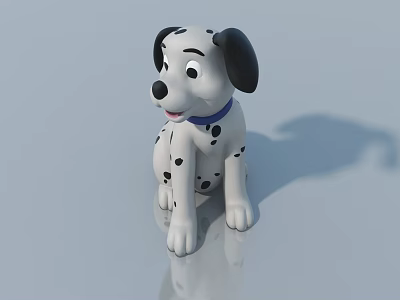 Spotted Reptile Toy Figure With Blue Collar On Shiny Surface 3d model