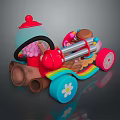 Colorful Playful Toy Car With Candy Elements Flower Decoration And Vibrant Color Design