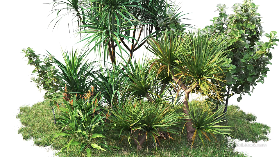Lush Green Shrubs In Garden Landscape With Diverse Plant Species And Fresh Foliage 3d model 